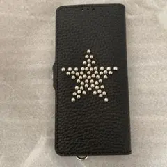 星型スタッズ付き手帳型ケース 黒
