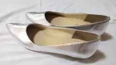 シルバー 低ヒールパンプス 24.0cm