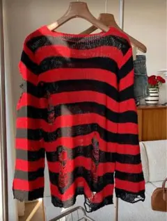 ストライプ ニットセーター　shein パンク　ロック　y2k 平成