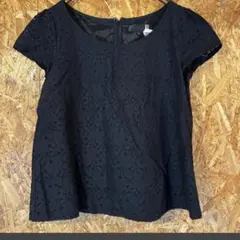 美品　UNTITLED カットソー　レース素材 ブラック 半袖 トップス