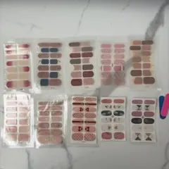 ネイルシール　10枚セット　ピンク系　ツイード　チェック　フラミンゴ　ヤスリ付