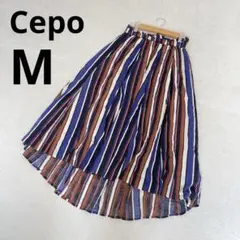 Cepo セポ ウエストゴム フィッシュテール ロングスカート ストライプ柄 M