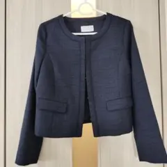 index ネイビー ノーカラージャケット