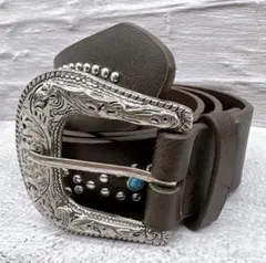 茶 ウエスタンベルト アメカジ ヴィンテージ y2k グランジ スタッズ