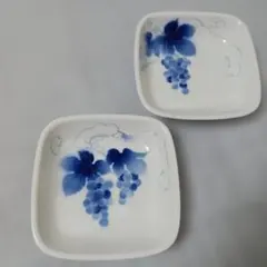 深川製磁 葡萄絵 角皿 2枚セット 陶磁器 16cmのサムネイル
