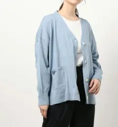 サマンサモスモス 水色 Vネック カーディガン