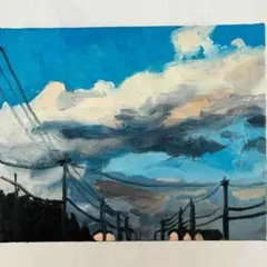 雲の光」 手描き 油絵 風景画 原画 肉筆 油彩画 印象派 - メルカリ