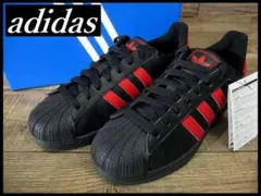 新品 アディダス スーパースター II レザー スニーカー 黒/赤 26.5 ①