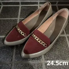 orientaltraffic ポインテッドトゥチェーン付きローファー