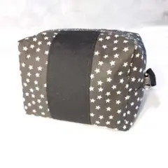 【No91. 訳あり】ハンドメイド ポーチ 小物入れ 星柄 黒