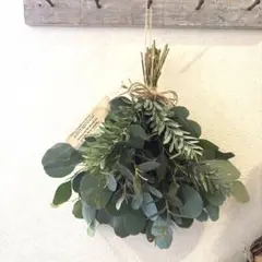 ユーカリポポラス、グニー、ブルーブッシュのナチュラルスワッグ☆縦約30センチ