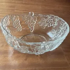 ガラス大皿　オーバルボール　ぶどう柄