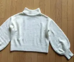d1045訳あり美品★ナノユニバース★バルーン袖 ニット セーター F