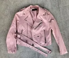 ZARA BASIC ピンク ライダースジャケット Sサイズ 訳あり