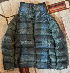 ディノス cara グリーン チェック柄ダウンジャケット SC