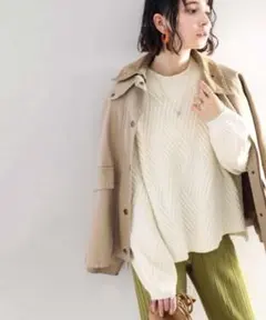 ざっくりが可愛い。ダイヤ柄ショート丈ニット