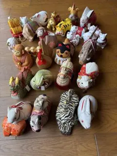 【美品】干支 置物 まとめ売り 木目込み人形 ちりめん細工 十二支 縁起物26個のサムネイル