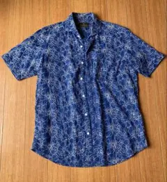 総刺繍「Distinction MEN'S BIGI」半袖シャツ Lサイズのサムネイル