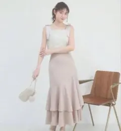 majestic legon 肩リボンバイカラーマーメイドワンピースのサムネイル