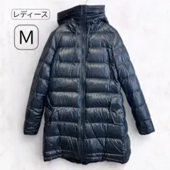 メルヴェイユヴァント ロングダウンコート M ネイビー フード付き ダウン