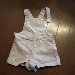 C&A ベージュ花柄オーバーオール 80cm