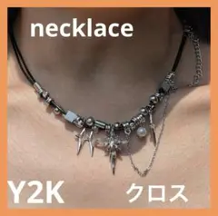 ネックレス y2k フェアリーグランジ グランジ シルバー ブラック 十字架