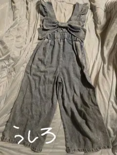 Ange Charme バッグリボン　デニム　オーバーオール 130　サロペット