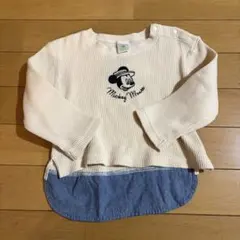 ミッキーマウス 長袖カットソー 100cm アイボリー