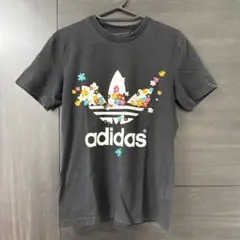 adidas フラワープリント Tシャツ ブラック
