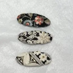 ハンドメイド インド刺繍リボン パッチンピン 3点セット