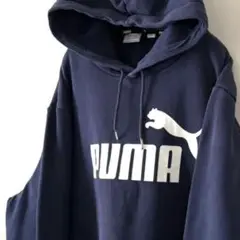 プーマ PUMA ロゴ スウェット パーカー L ネイビー 紺色 古着