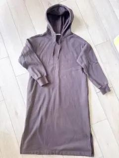 スタジオクリップ フリース フード付きロングワンピース グレー