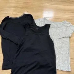 UNIQLO◇ユニクロ◇シャツ・下着3枚セット 黒 グレー◇90&100㎝
