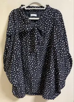 Ehyphen world gallery 水玉リボンブラウス 長袖　春夏用