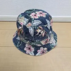 花柄ダークブルーバケットハット