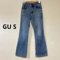 【完売品】GU 344642 ミドルライズフレアジーンズ　ブルー　S　美脚