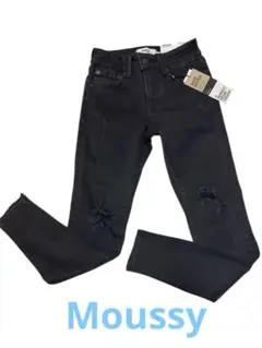 m*♡様 AZUL by moussy 黒スキニー デニム XXS ダメージ 新