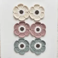ハンドメイド　コースター　ドイリー　編み物　花　6枚セット　ピンク　アイボリー
