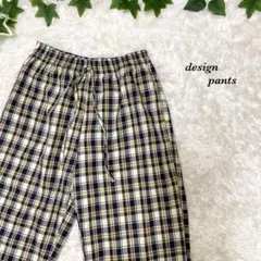 柄パンツ　総柄　デザインパンツ　古着　くすみカラー　チェック　奇抜　バイカラー