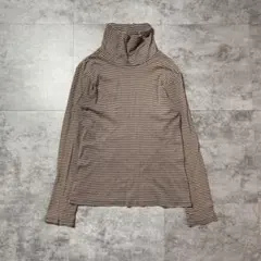 ストライプ柄タートルネック長袖カットソー Mサイズ