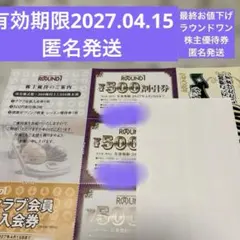 ラウンドワン 株主優待券 【有効期限2027年04月15日】【匿名発送】