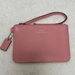 美品 COACH レザー ミニポーチ ピンク