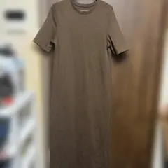 by LEG NAブラウン 半袖 ロングワンピース カットソー