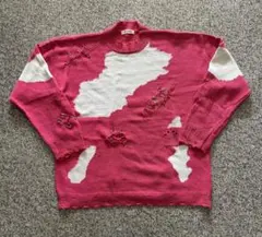 り*ご様 Y2K ニット archive グランジ　ピンク cow vintag