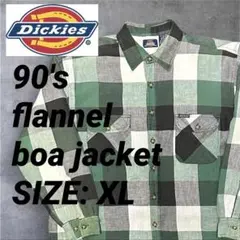 90s Dickies ヘビー ネルシャツ ボア ジャケット ブロックチェック