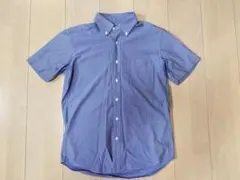 UNIQLO 半袖 ボタンダウンシャツ ブルー ストライプ Sのサムネイル