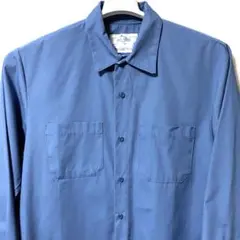 長袖シャツ L カナダワークシャツ 無地 青 ブルー カナダ製 シャツ