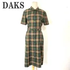 ダックス ロングシャツワンピース 緑 ベージュ リネン 11 C5885のサムネイル