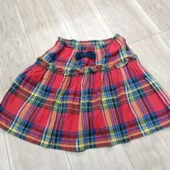 未使用☆美品ニットプランナー　チェック柄フリルスカート 130