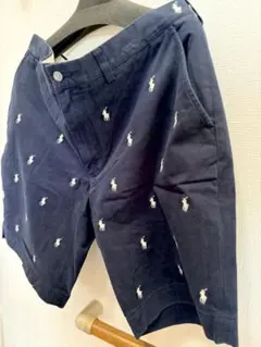ラルフローレン POLO 刺繍ロゴ ハーフパンツ ネイビー 36インチ